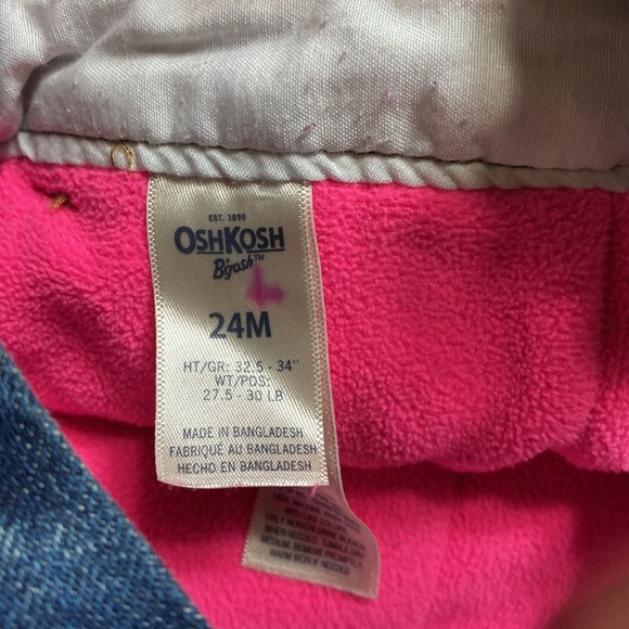 OshKosh B’gosh Jean overalls 24m fleece lined - Picture 6 of 7
